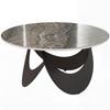 Coffee Table Sintered Stone Top Adjustable Foot Pads Modern Centre Table for Living Room Brown and Black