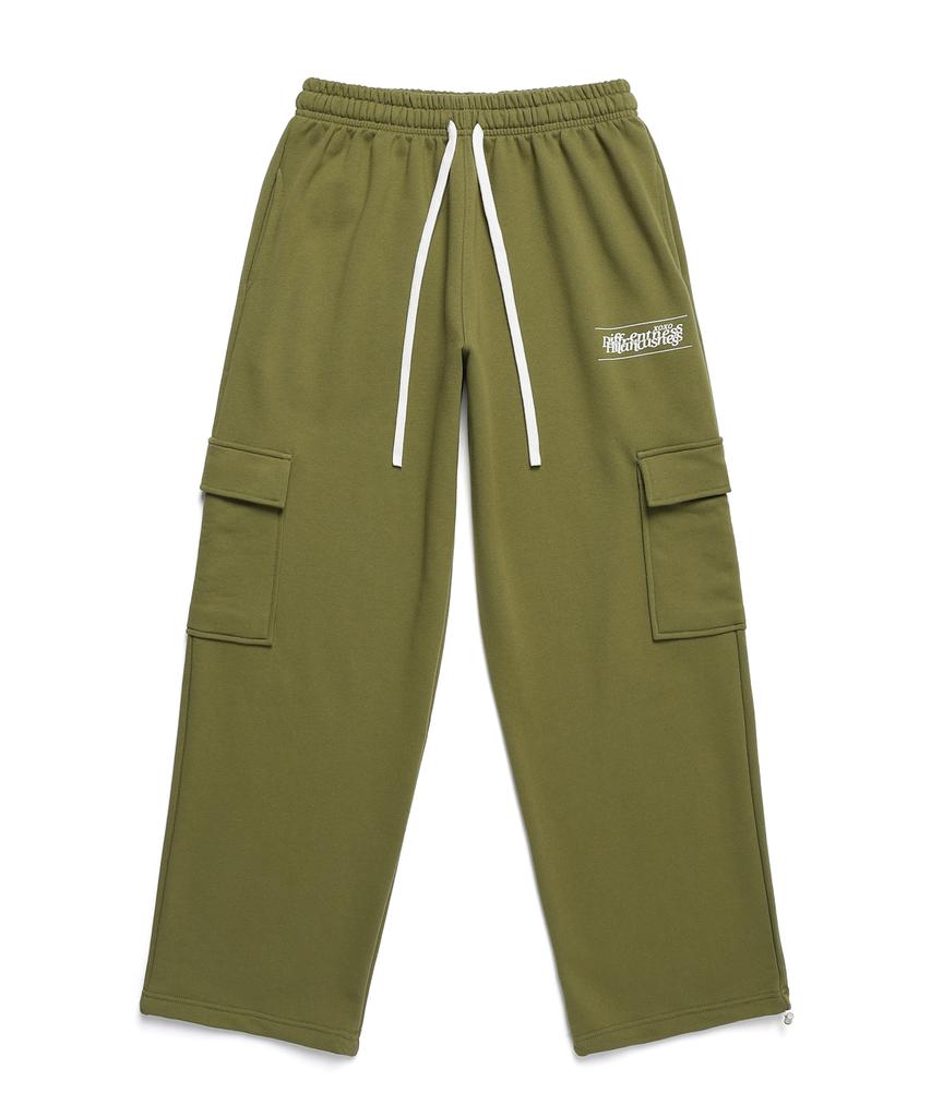 D.XO.H Stack Logo String Long Wide Pants Olive Green