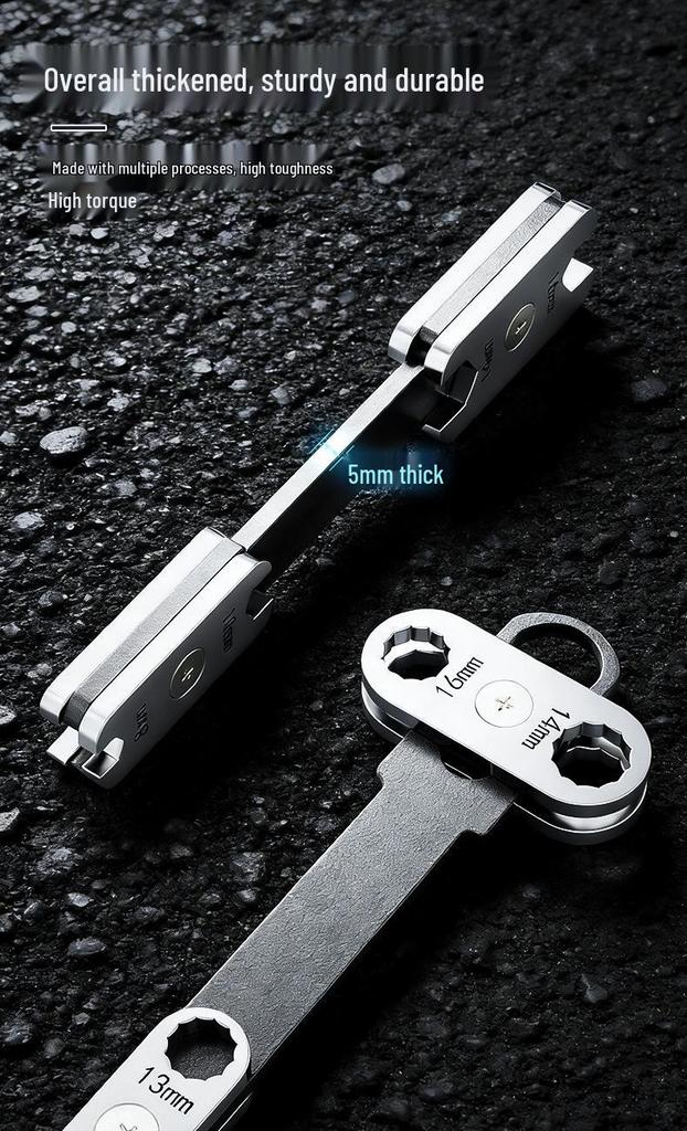 8-in-1 Dual-Use Rotatable Wrench: Open & Box-End Multifunction Auto Repair Tool