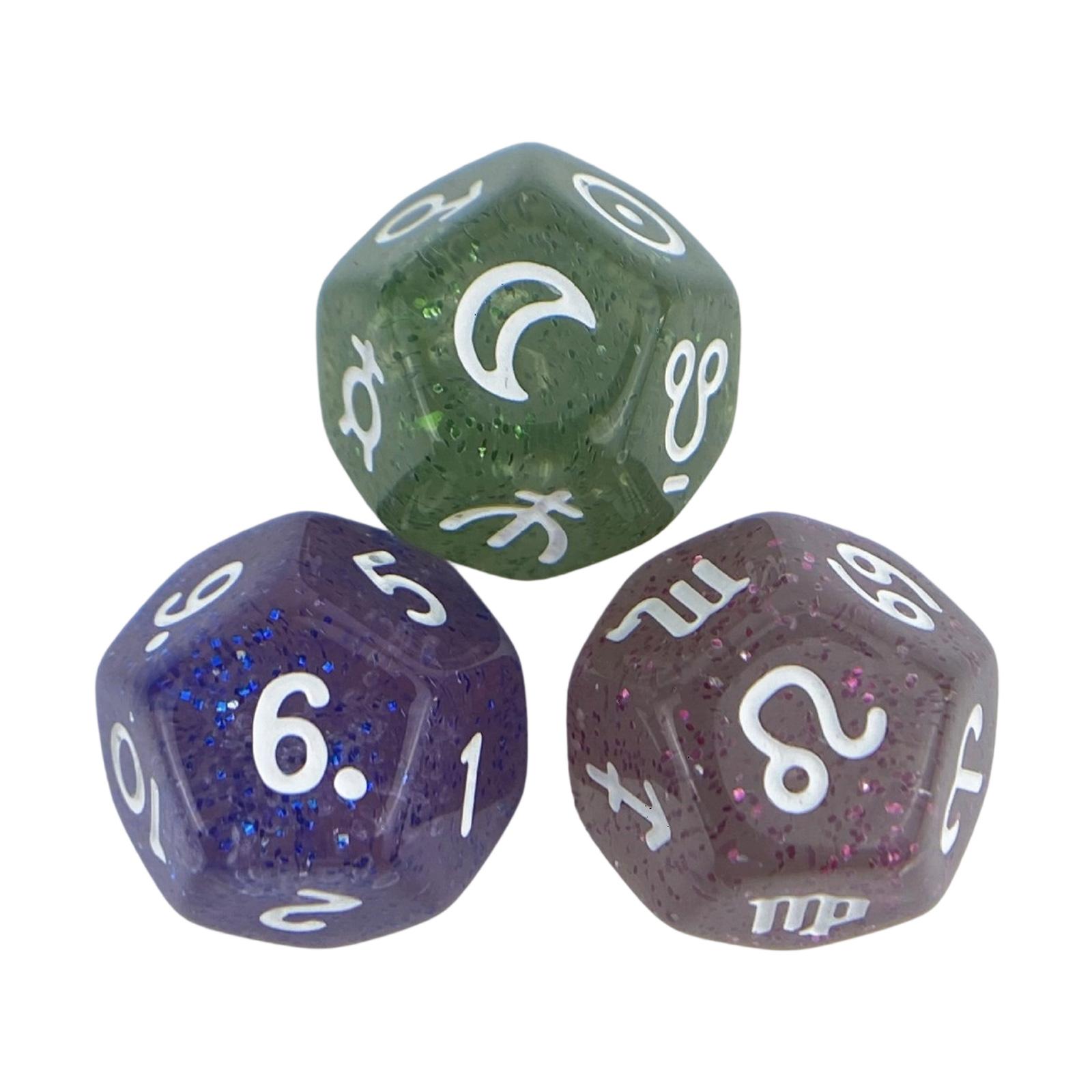 

3pcs Glittering D12 Horoscopes Dices Set for Constellations Fortune Tellings and Tabletops Game 5