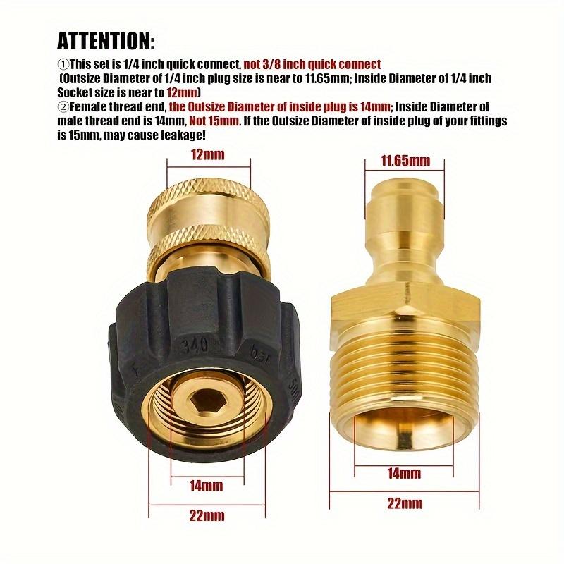 M22 14mm/15mm to 1/4" Quick Connect Adapters, 5000PSI High-Pressure Kit for Hose & Gun Accessories