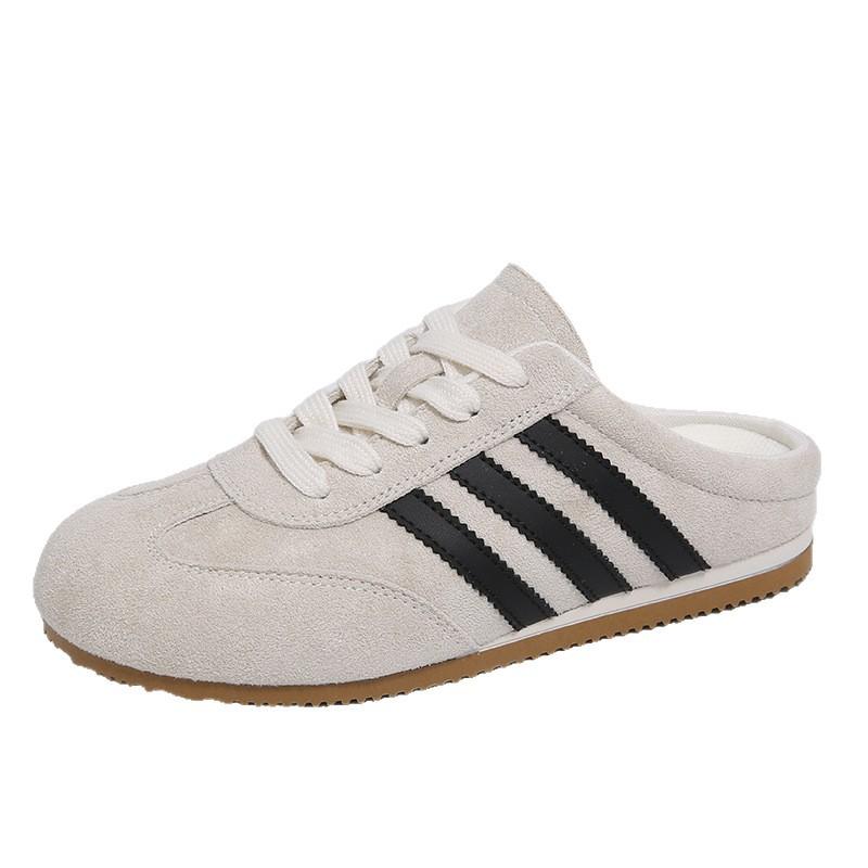 Baotou half slippers women's summer wear 2025 new super fire without heel yellow German training shoes lazy one pedal women's shoes