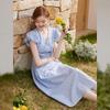 Bailuyu Women's Retro Puff Sleeve Long Dress
