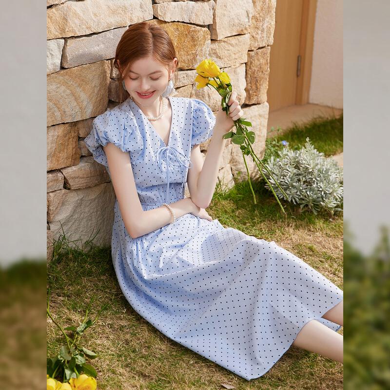 Bailuyu Women's Retro Puff Sleeve Long Dress