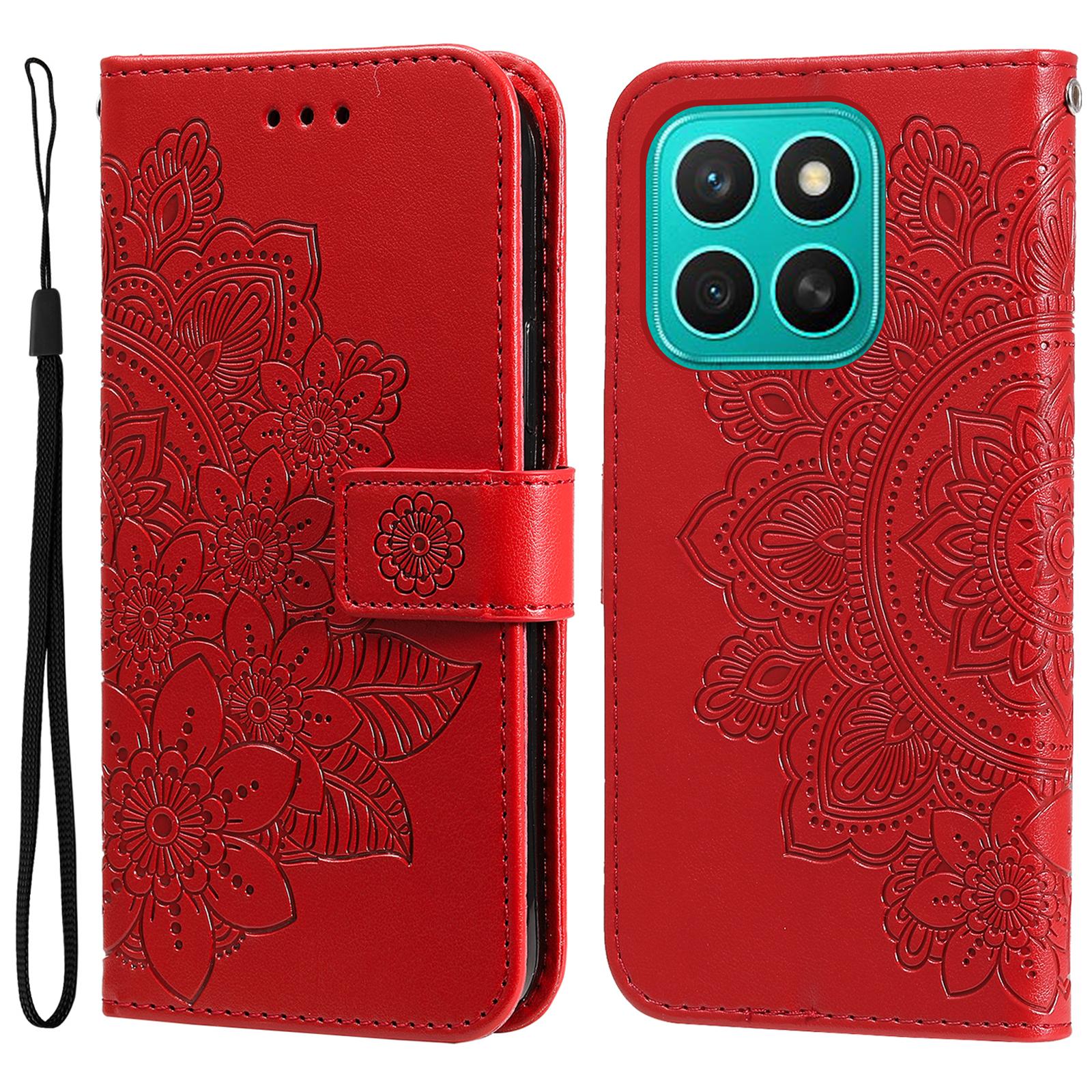 Для Honor X8c 4G Чехол с цветочным узором из ПУ кожи, кошелек-подставка, чехол для телефона D