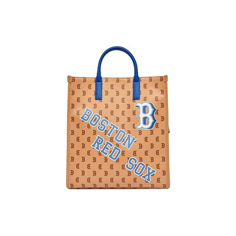 

MLB Boston Red Sox Large Logo Letter Pattern Vintage Floral Versatile Casual Commuter Tote Bag Unisex Tote Bags 3AORM053N-43SAS Blue Brown Multicolor