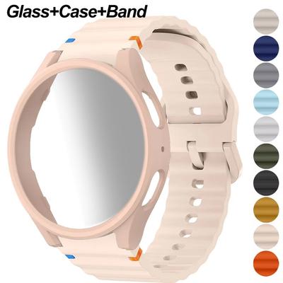 Silicone Strap for Samsung Watch 7 6 5 4 40mm 44mm 5Pro 45mm Band With Case Screen Protector Bumper Cover for Wrist Accessories