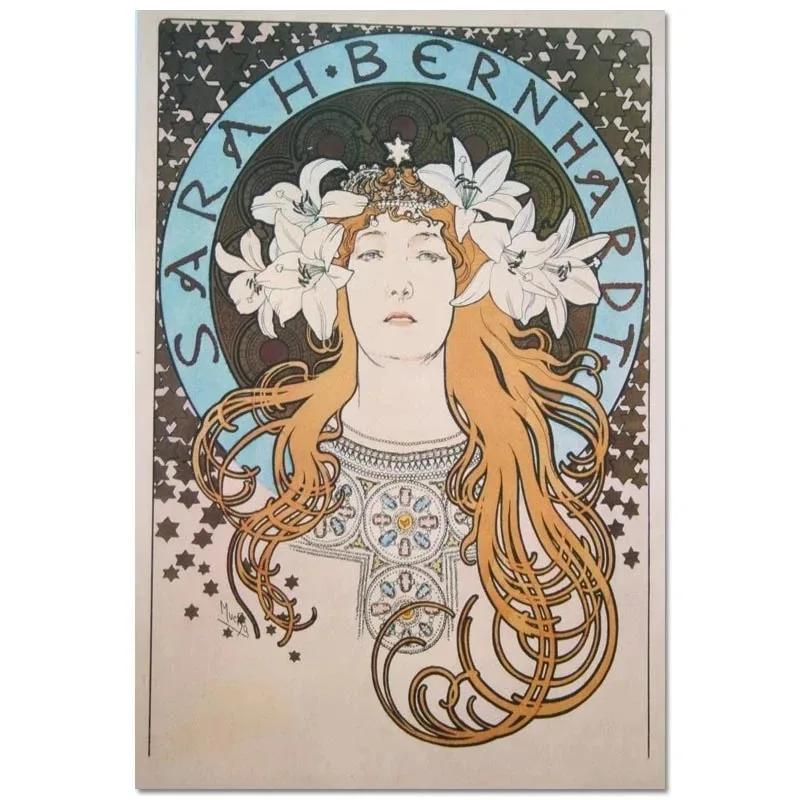 Alphonse Mucha Affisch Pinup-flickor Metallplåtskylt Konst Målning Dekorativa Väggplåtar För Bar Café Vardagsrum Hem Väggdekor