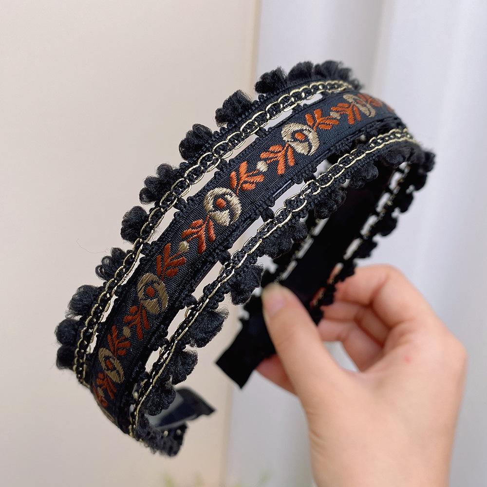1pc Women's Colorful Boho Style Floral Embroidered Headband, Cute For Daily Use,Hairband,Hair Hoop Headbands