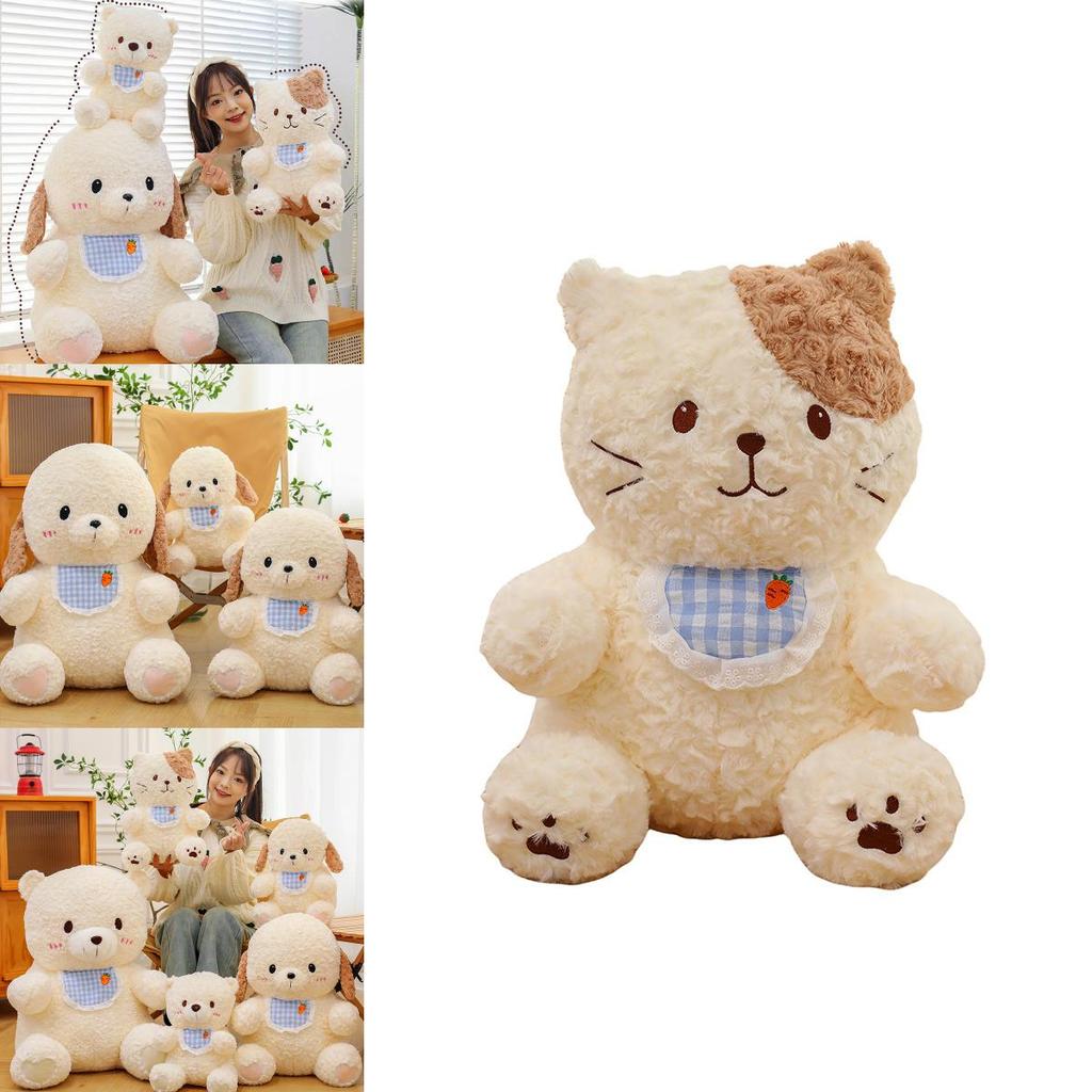 Adorable New Plush Dog Baby Bib Toy Cuddly Bear Stuffed Animal Doll Gift