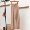 BITCED Ice Silk Cropped Trousers for Women Summer Lightweight High-Waisted Drapey Relaxed Fit Sun Protection Straight-Leg Wide-Leg Trousers