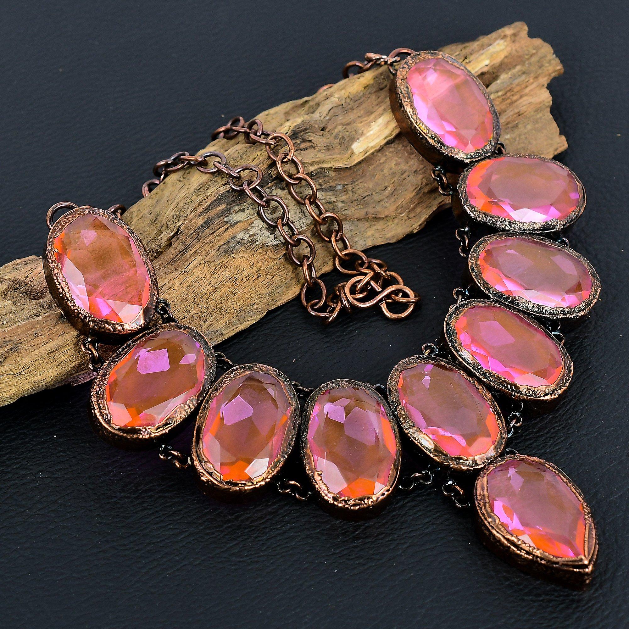 

Pink Kunzite Necklace, Copper Electroformed Gemstone Jewelry, Handmade Necklace Amazing Jewelry, Gift For Her