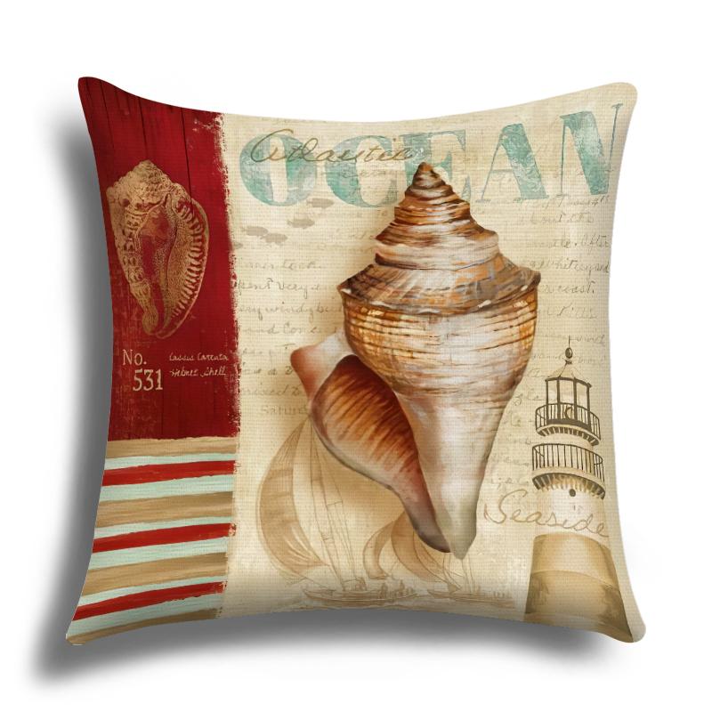 Linen Pillowcase, Marine Life Printing Cushion Cover 40x40 50x50 60x60, Suitable for Bed Car Sofa, Pattern Can Be Customized