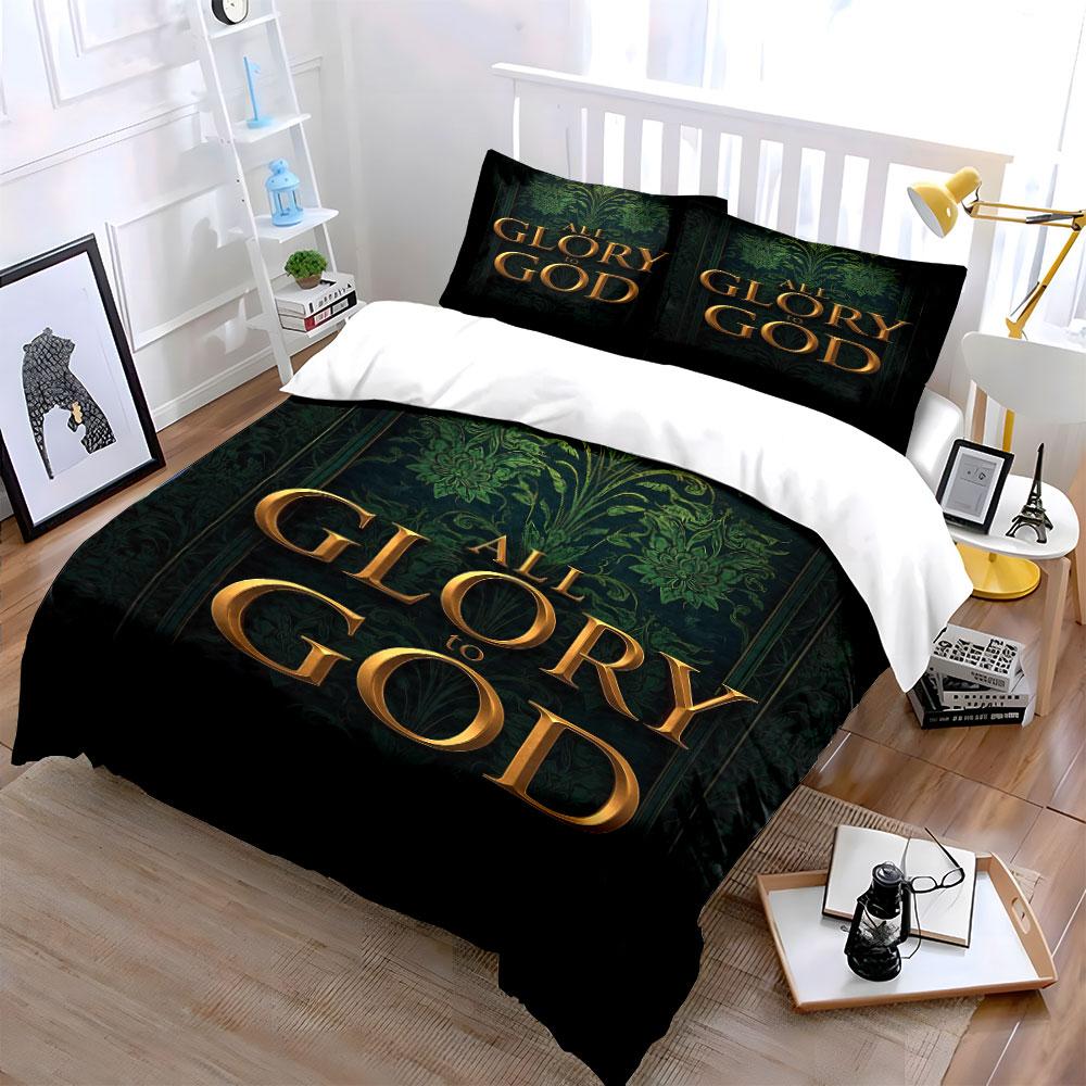 "All Glory to God Bedding Set" Bedding Duvet Cover Set Duvet Cover Pillowcases (1 * Duvet Cover 2 * Pillowcases, without duvet insert)