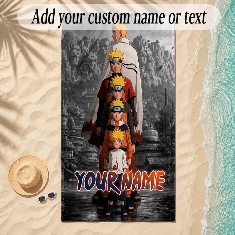 Beach TowelNaruto Custom Name Text Personalized Soft Towel for Beach Pool Indoor Home Decor Gift
