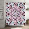 Colorful Pattern Shower Curtain Boho Style Bath Decoration for Home Pink and Blue Floral Design with Tassels