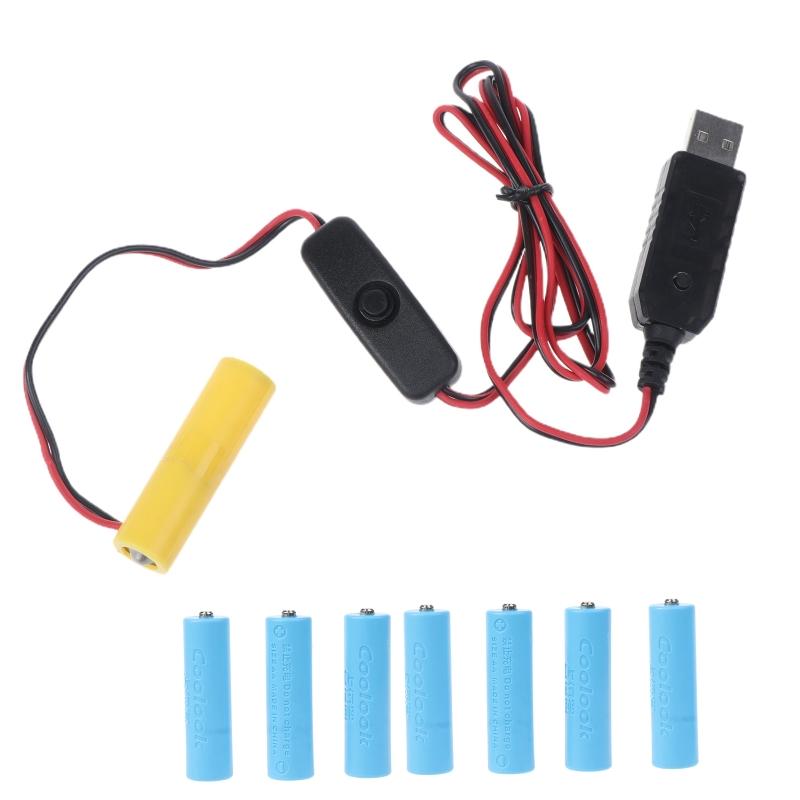 

QC3.0 to 5V-12V AA Dummy Battery Power Supply Cable with ON OFF Switch Replace 4-8pcs AA Battery for Remotes Toys Lamp 1