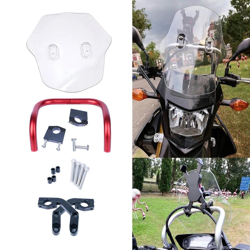 Motorcycle Fairing Windshield Extension Spoiler Wind Deflector Cruiser Windscreen Support for Universal Motorbike Comfort