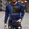 Men's Spring Summer Long Sleeve T-Shirt Green Geometric Patchwork Print Casual Streetwear