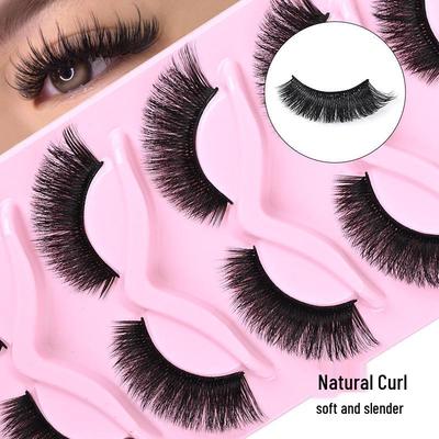 Pestañas Postizas Autoadhesivas Naturales - 5 Pares de Pestañas Individuales Gruesas y Largas para Maquillaje de Belleza