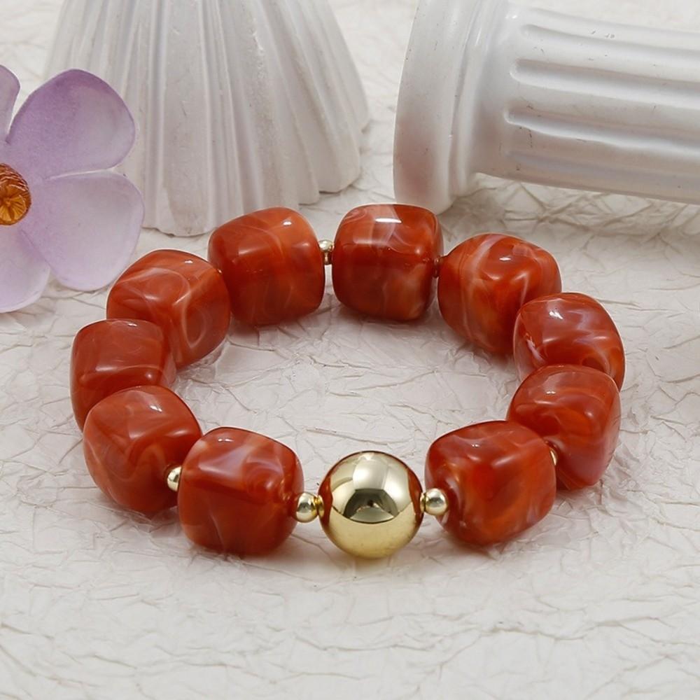 

Elastic Beaded Bracelet Acrylic Handmade Bracelet Boho Square Beads Bracelet for Women 01