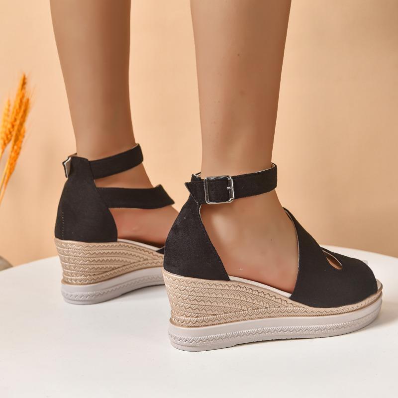 Women'S Fashion Trend Anti Slip Wear-Resistant Shoes Ladies Summer Retro Pure Colour Thick Bottom High Heel Zapatos De Mujer