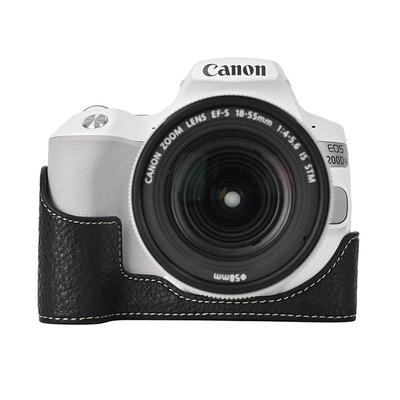 PU kůže s texturou liči, poloviční pouzdro na fotoaparát pro Canon EOS 200D 200DII, spodní otevírání, magnetické víko