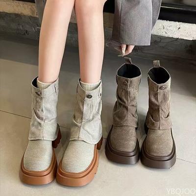 Fashion Height Increasing Anti Slip Thick Soled Fashion Boots for Women In Autumn New Comfortable Simple Personalized Women's Boots