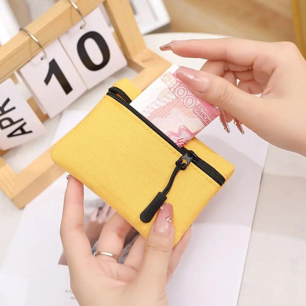 Canvas Mini Coin Purse Simple Zipper Kid Storage Pouch Money Pocket Solid Color Coin Key Bag Women Men