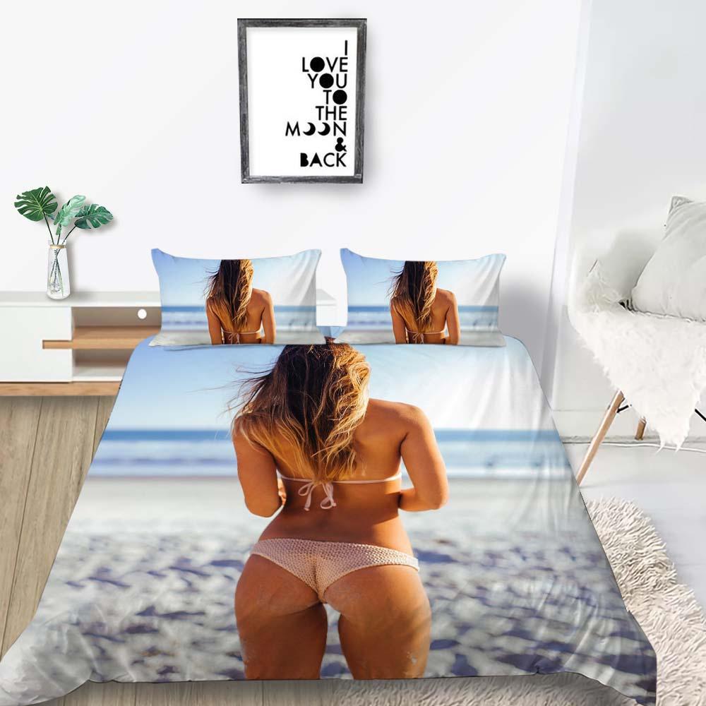 2023 New style Duvet Cover Set Queen King Size Bikini Printed Highend Bedding Cover Suit with Pillowcase Sexy Home Textiles