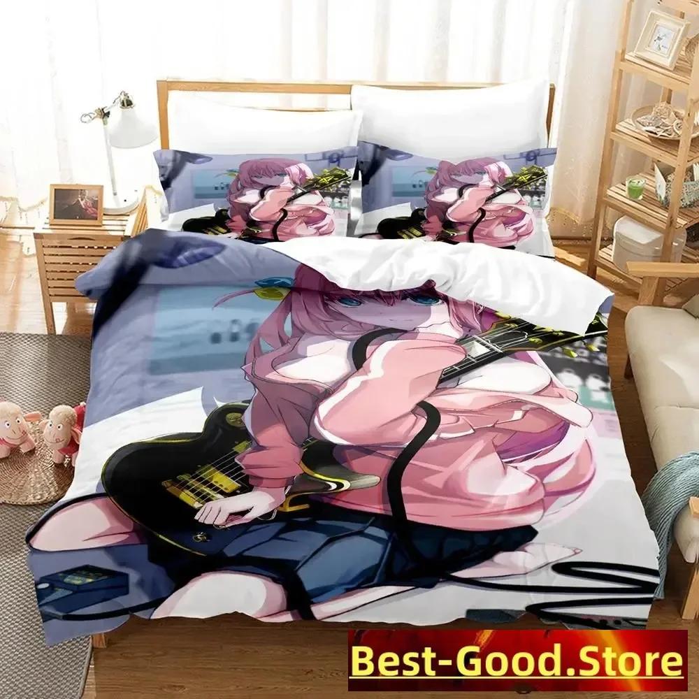 Gotou Hitori Bedding Set Single Twin Full Queen King Size Bed Set Adult Kid Bedroom Duvetcover Sets Anime Parure De Lit Bed