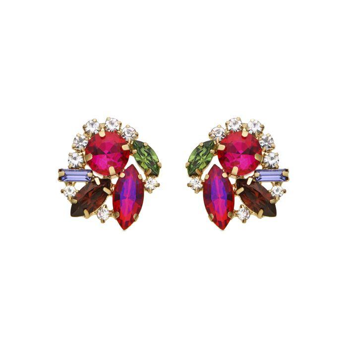 Boucles d'oreilles - LUXENTER - Mutaj - Or jaune 18k - Cristal violet - 25,7 mm