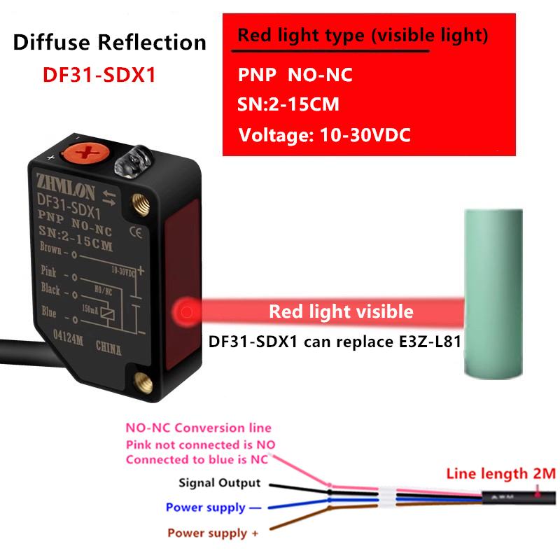24V Infrared Laser Diffuse Reflection Photoelectric Switch Can Replace E3Z-D61 E3Z- D62 D81 D82 L61 L81 Proximity Switch Sensor