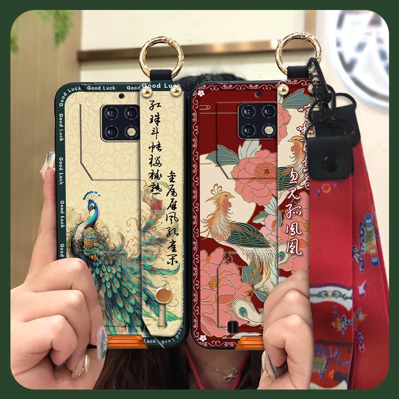 Ring Phone Holder Phone Case For Oukitel WP6 Elderly lady Fashion Lanyard Chinese style Kickstand Silicone Durable