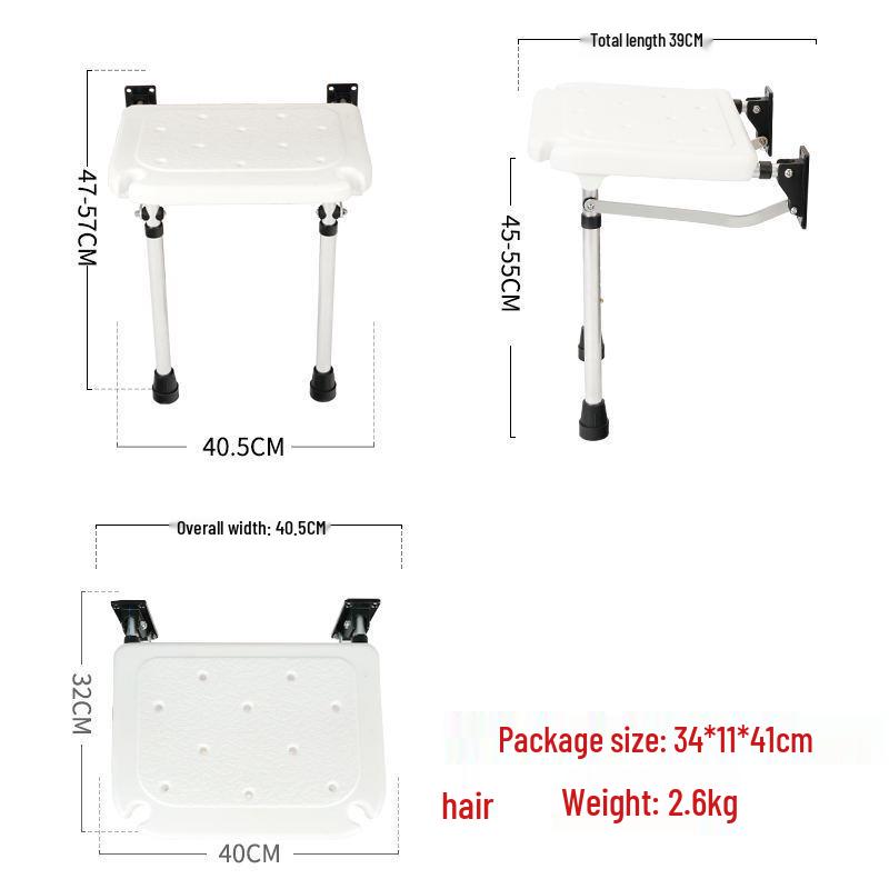 Space-Saving Wall-Mounted Folding Shower Chair for Elderly & Pregnant Women
