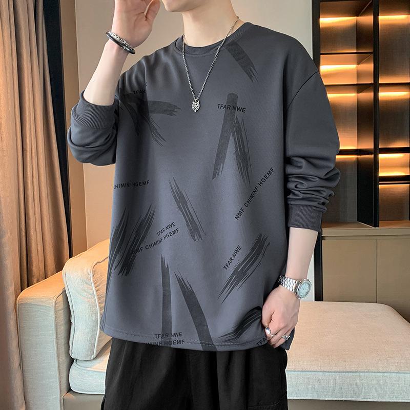 Round Neck Sweatshirt Men's Spring and Autumn New Style Printed Loose Casual Pullover Versatile Clothing
