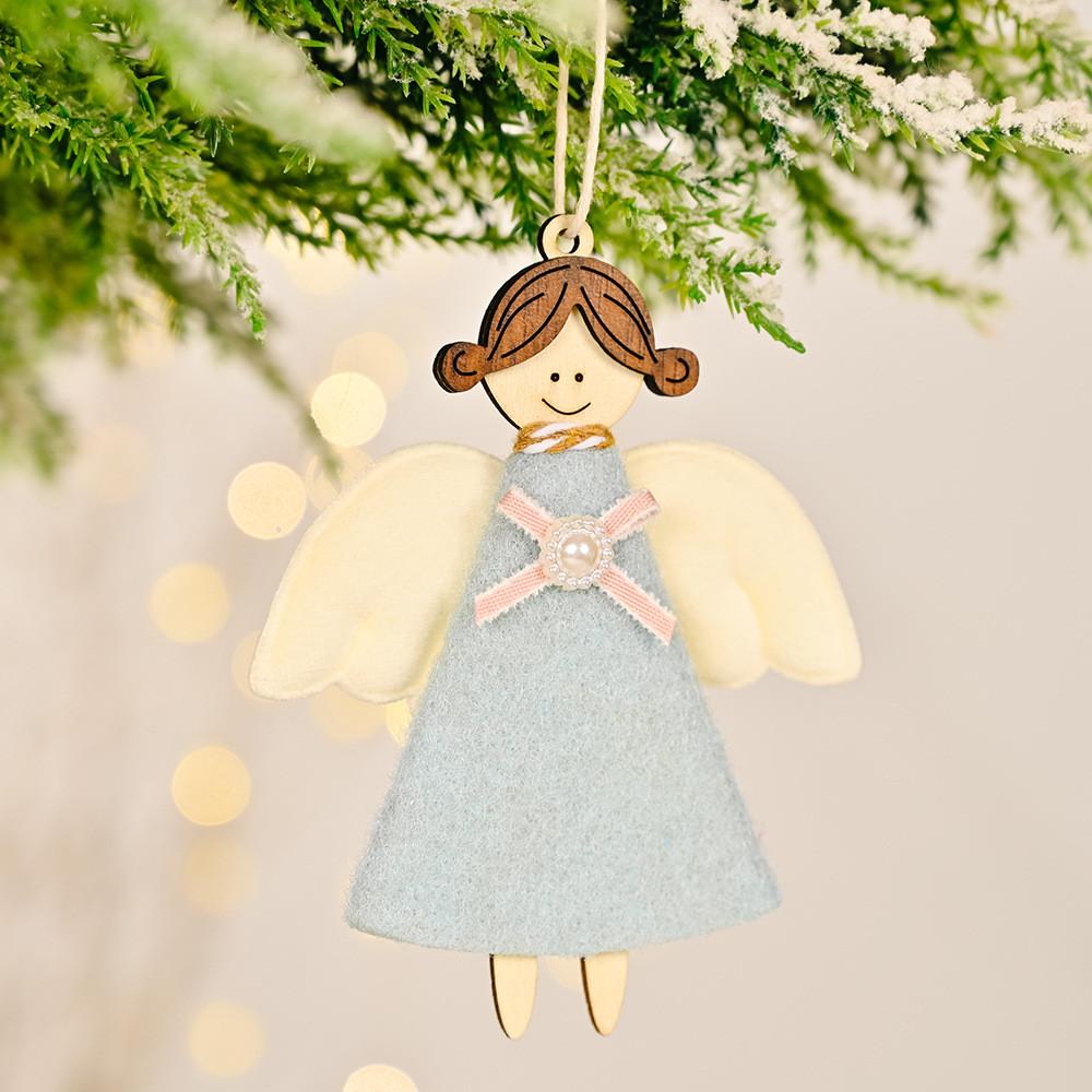 Beautifully Crafted Wooden Angel Girl Christmas Decorations In Colors Assorted