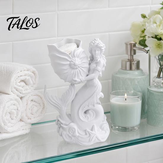 Healing Style Soft Furnishing 3D Printed Mermaid Conch Storage Ornament, Mini Decorative Coastal Aesthetic Home Ornament Flowerpot, Creative