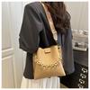 Faux Leather Bucket Bag for Women, Trendy Chain Shoulder Purse, Minimalist Crossbody Handbag KTB