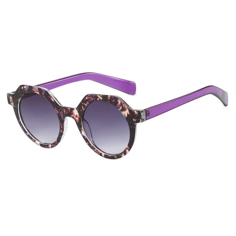 Vintage Gradient Decorative Women Sunglasses Uv400 Color-Blocking Spectacle Frames Frame Round Lens E Men Sun Glasses
