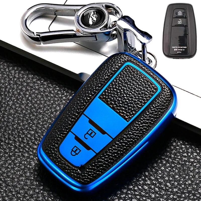 Funda de llave de control remoto para coche estilo cuero Fob para Toyota Prius Camry Corolla CHR C-HR RAV4 Land Cruiser Prado llaveros Accesorios