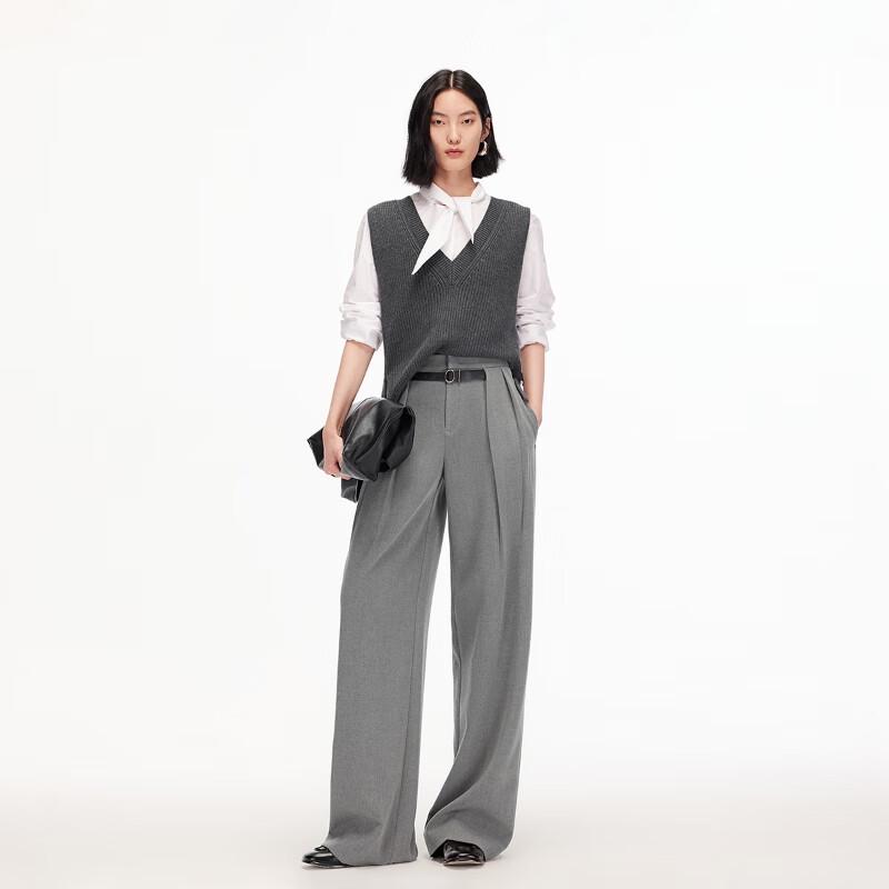 VEROMODA Women's High-Waisted Straight-Leg Suit Pants with Detachable Belt