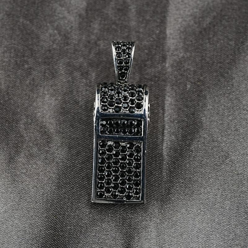 Vintage Styles Titaniums Steel Whistle Necklace Glitter Crystals Rhinestones Pendant Loud Crisp Sound Training Jewelry