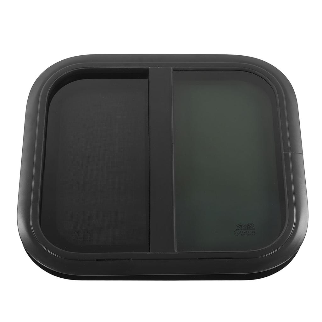 500x450mmm Rounded Sliding Windows Black Aluminum Alloy Frame UV Resistant with Movable Insect Screen for Caravan