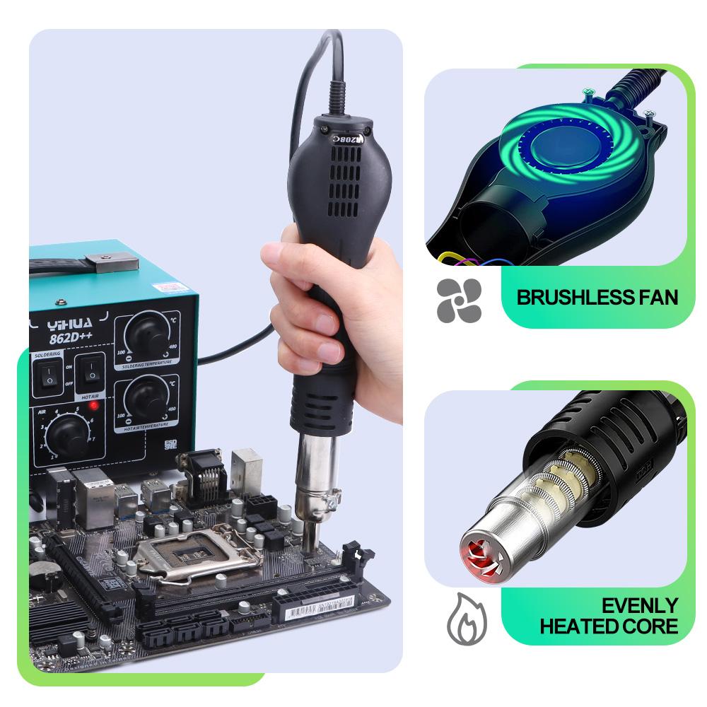 YIHUA 862D++750W Hot Air Rework Station Soldering Iron Professional Welding Equipment PCB Chip Repair