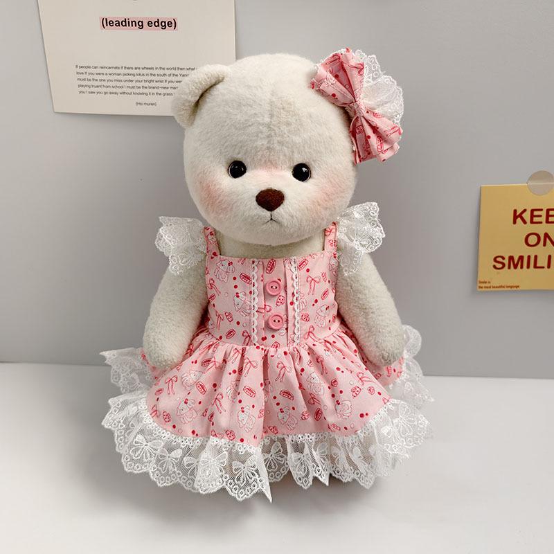 Medium Bear Outfit - Blue Pink Striped Carrot Overalls Set