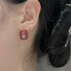 Geometric Pattern Retro Coffee Color Square Stud Earrings for Women Wedding Jewelry Boucles d'oreilles Valentine's Day Gift