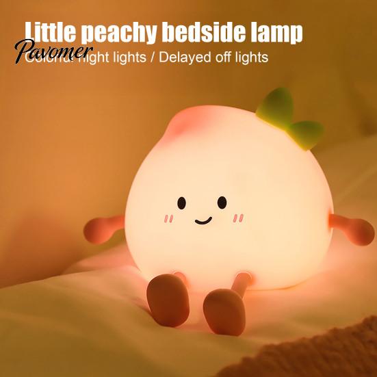 Portable USB Charging Night Light Cute Peach Light, Tap Control Squishy Bedside Lamp with Phone Holder, 2 Styles Warm Practical Desk Organizer Gadget