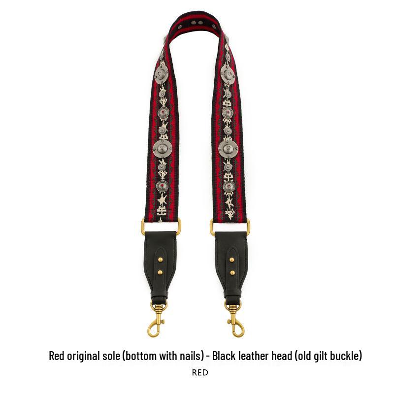 Ma Huang Shi Women's Genuine Leather Vintage Saddle Bag Strap with Rivets