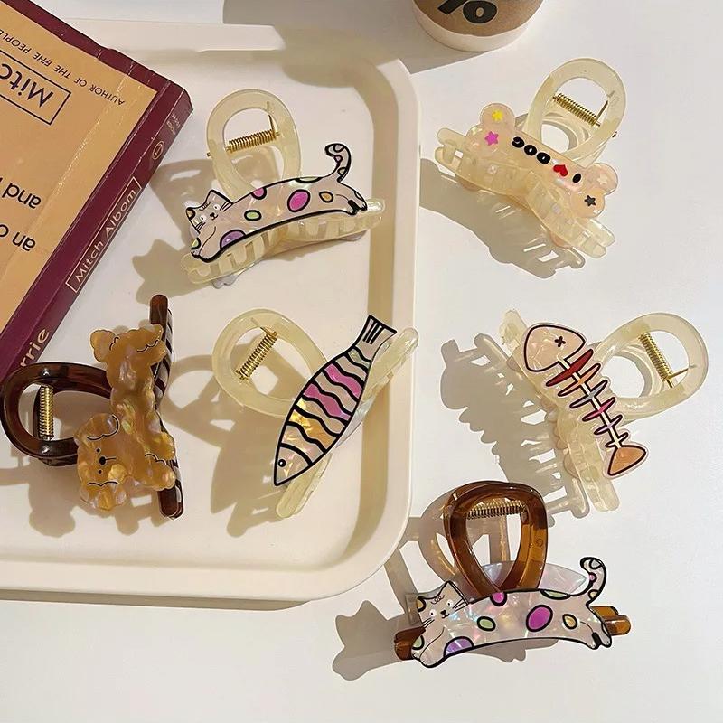 Cartoon Dog Hair Clip Claw Clamp Sweet Versatile Hairpin Female Disc Shark Clip Headwear Girls Women Hair Accessories